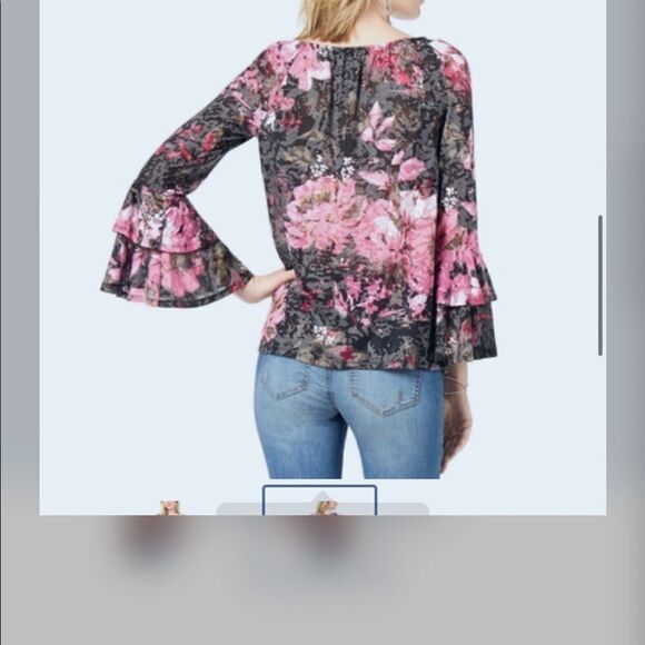 Inc petite peasant blouse floral pattern size XSP gorpcore - Picture 2 of 5